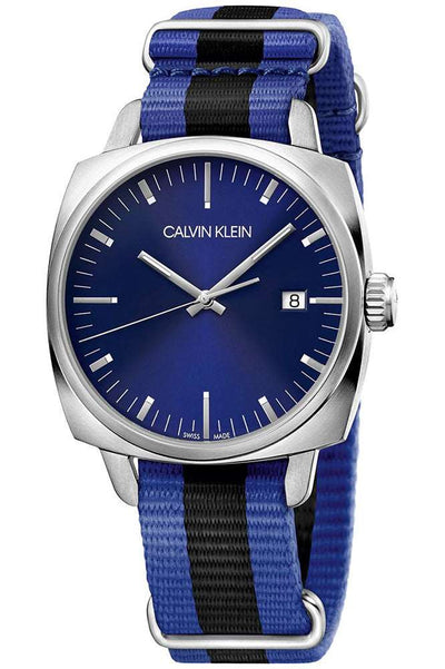 Calvin Klein Men's Fraternity 38.7mm Blue Dial Fabric Watch - K9N111UN