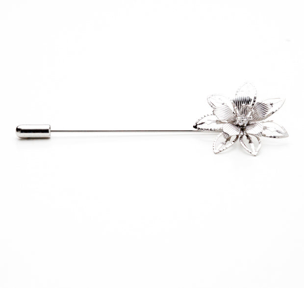 Silver Tone Flower Lapel Pin
