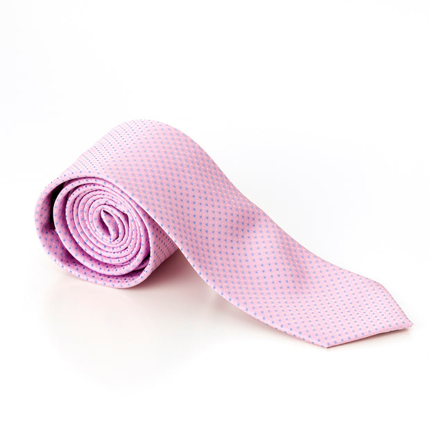 Pink With Blue Pin Dots Tie